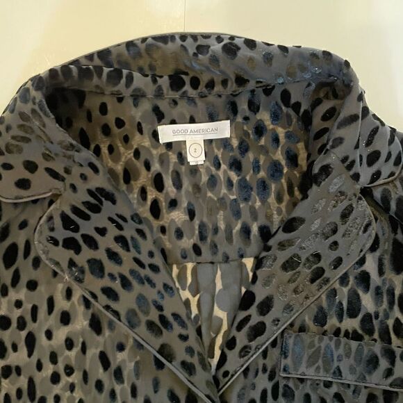 Good American Bliss Shirt Sheer Leopard Pattern Size 2 or Medium - Picture 6 of 9